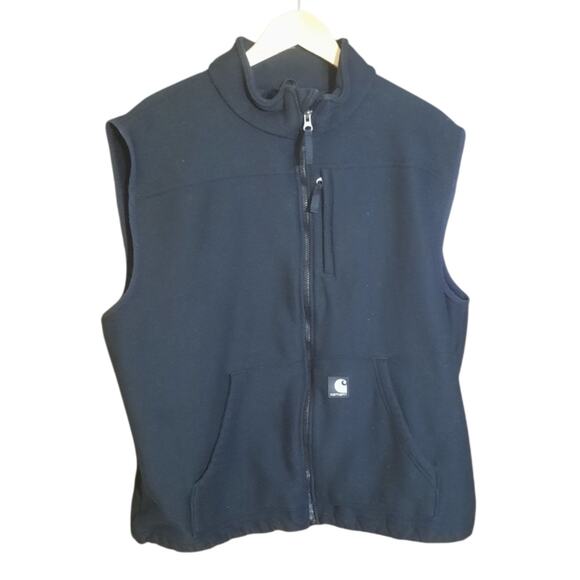 Carhartt Men's Black Textured Polyester Fleece Full Zip Vest Size XL - Picture 1 of 6